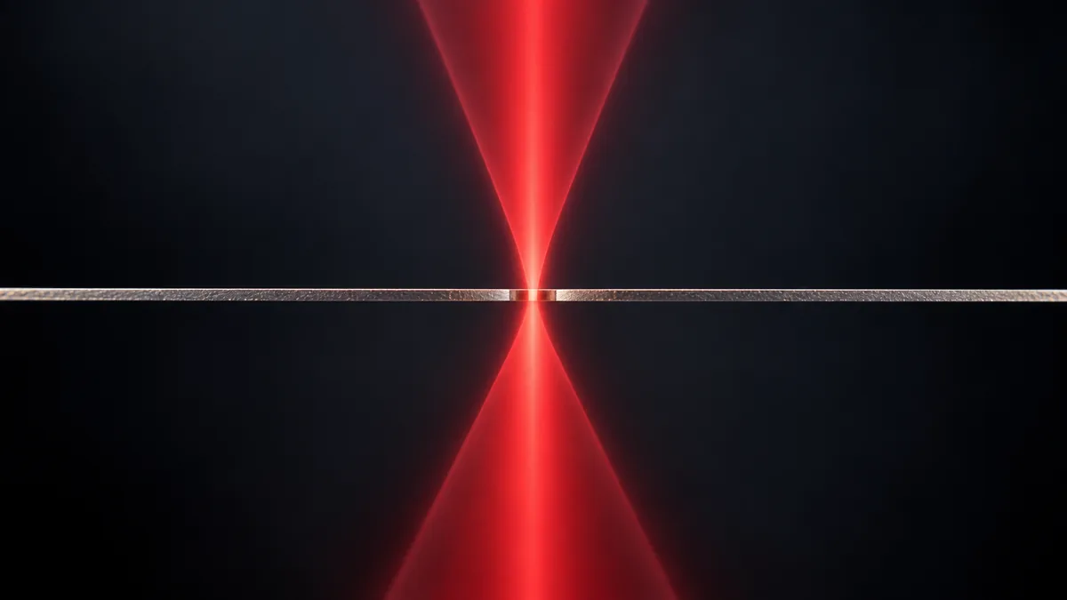 Focused laser beam waist passing through the thickness of ultra-thin metal foil